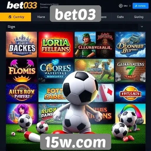 Variedade de jogos disponíveis na plataforma bet03